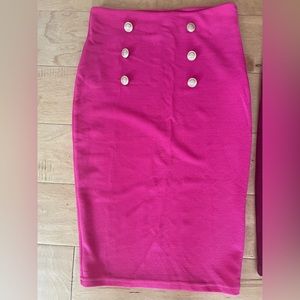 Hot pink sailor knee length pencil skirt